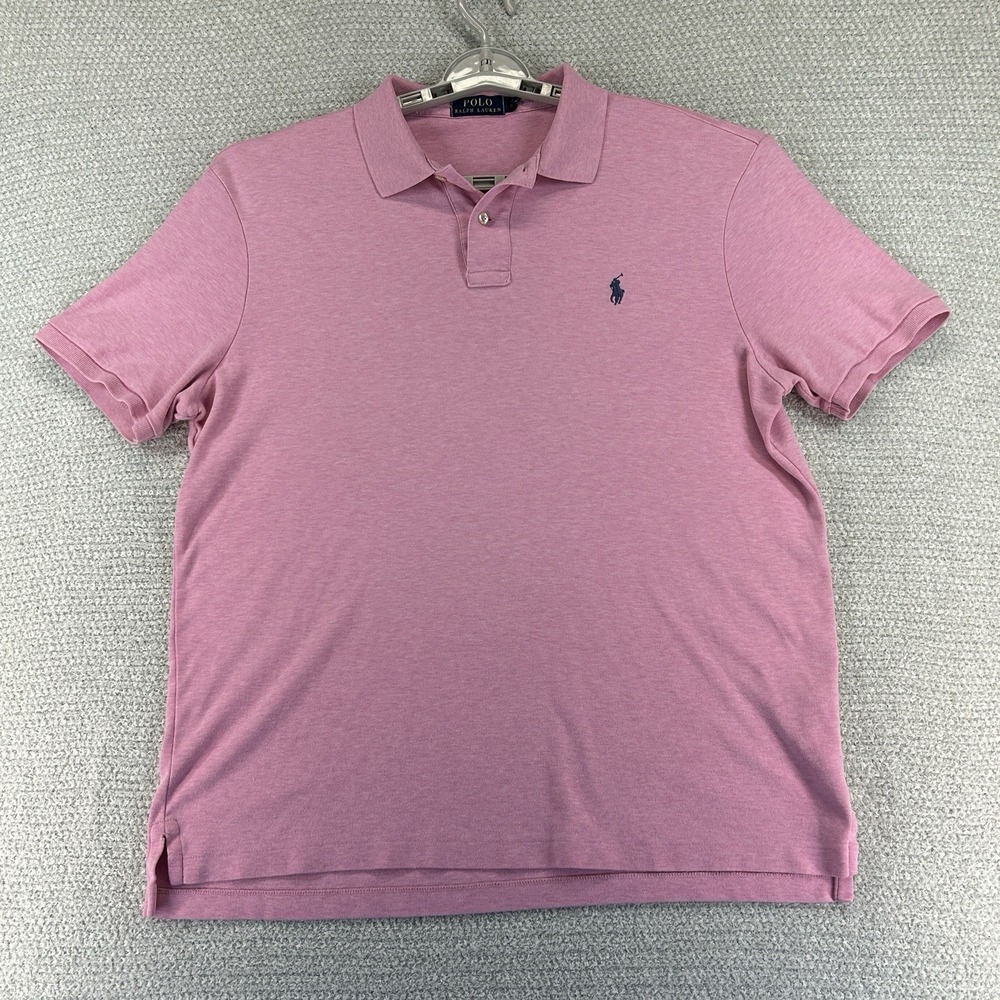Polo Ralph Lauren Polo Shirt Mens Large Pink Short Sleeve Preppy Designer Casual